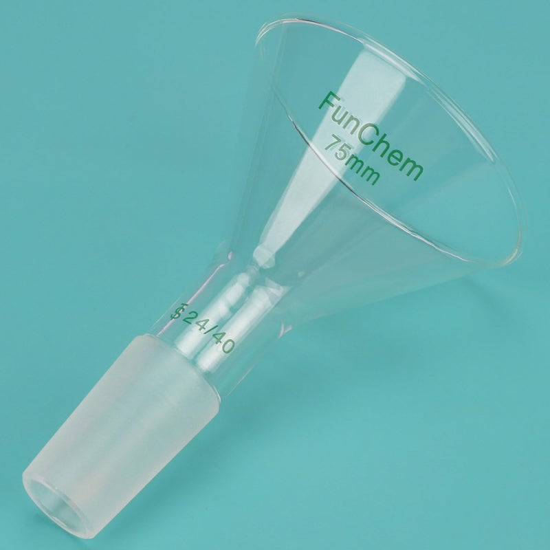 FunChem Glass Short Stem Powder Funnel with O.D. 75 mm at Top, Durable Borosilicate Glass Filter with 24/40 Inner Joint - Image 4